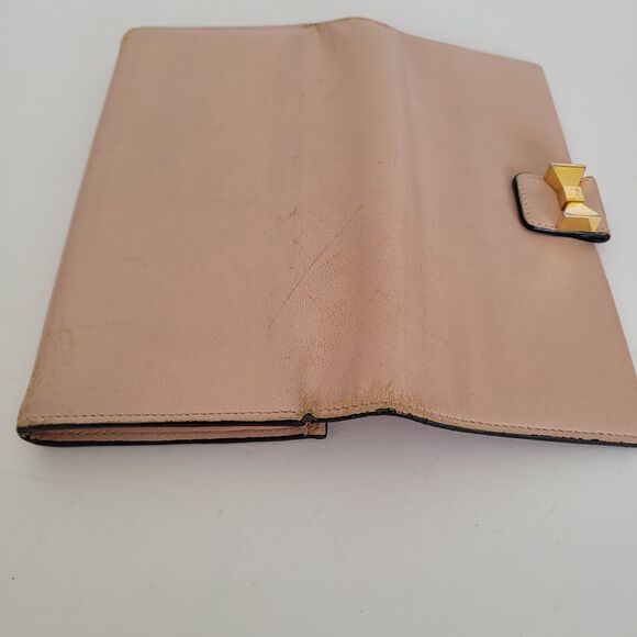 Chloe Leather Envelope Wallet Light Blush Pink Large Boho Bow Cute Clutch Long - Picture 7 of 12